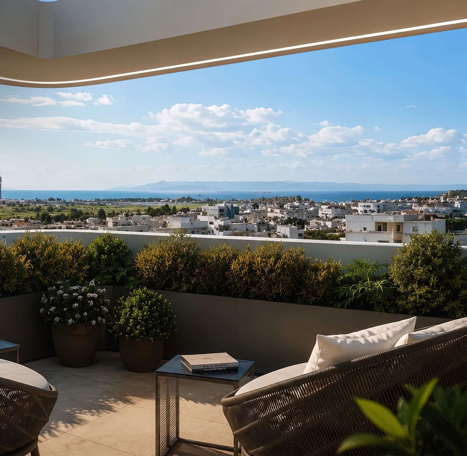 Kato Elliniko Riviera Suites — Çatı terasından deniz ve çevre manzarası